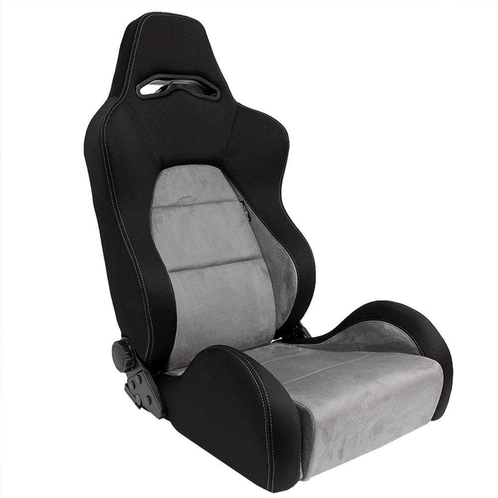AUTO-​STYLE Asiento Deportivo 'Eco Soft' - Negro/​Gris - Respaldo Ajustable de Doble Cara - incl. Correderas