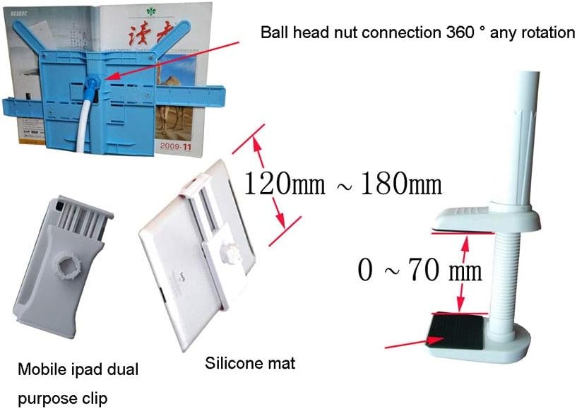 Desktop Bedside Book Stand Bed Reading Shelf Adjustable Book Holder Suitable for Mobile Tablet Ipad (Color : Pink)