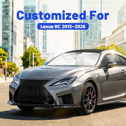 Image of Car Windshield Sun Shade for Lexus RC 2015-2026 - Reflective Coated Fabric Sunshade Umbrella for Front Window, UV Protection Heat Shield Sun Blocker Heat Reflector, 1:1 Exact Fit Keep Car Cool