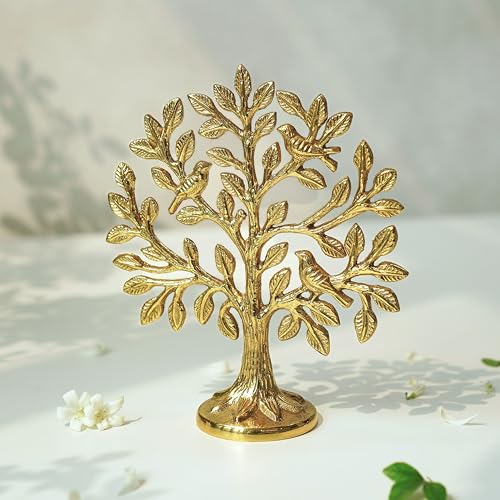 Image of BEHOMA 100% Pure Brass Spiritual Gift Set of Ganesh Diya for Pooja & Kalpavriksh Tree of Life Showpiece for homr decor | Vastu Fengshui Decor Items for Good Luck | House Warming & Wedding Gift