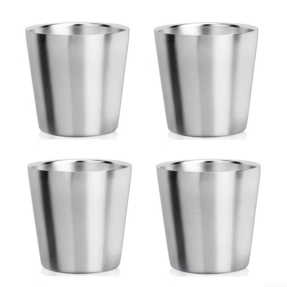 NbgrvB Stackable Double Walled Cups 4pcs 304 Stainless Steel for Espresso Mugs 175ml Vacuum Insulated for Trekking(B)