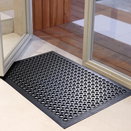 Anti Fatigue Rubber Mats - 2 Pack Restaurant Kitchen Non-Slip Bar Floor Entry Door Drainage Mats - Indoor/Outdoor Use - 36 x 60 Inches
