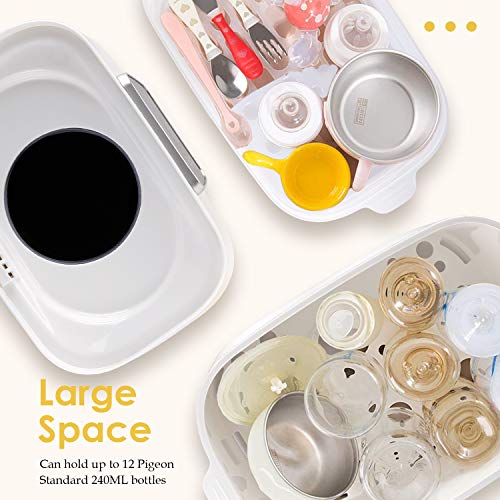 SIMBR Baby Bottle Warmer, Bottle Sterili-zer and Dryer 600W, 12 Bottles Capacity, 5-in-1 Multifunctional Electric Steam Sterili-zer with LED Touch Screen, 360° Steam Dis-Infection & Drying, BPA Free