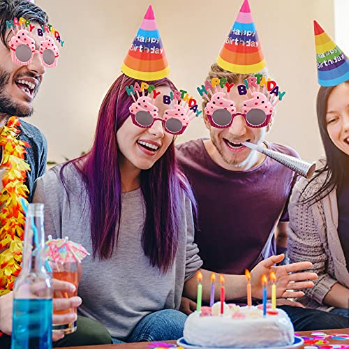 6 Pcs Happy Birthday Hats And 6 Pcs Happy Birthday Sunglasses Sweet Cream Cake Glasses For Birthday Party Favors (Style 1) #TOP3