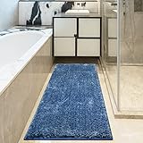 Ottomanson Luxury Collection Blue Runner Rug with Non-Slip/Rubber-Backing Bath Rug, 2'2