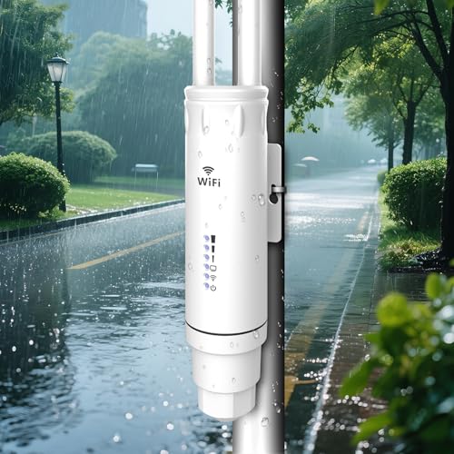 WONLINK Access Point WiFi Esterno, 1200Mbps Ripetitore WiFi Esterno Dual Band con 4 Antenne, 24V...