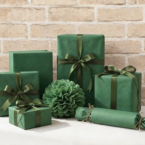Image of woric 160 Sheets Dark Green Tissue Paper for Gift Bags 20 X 14 Inches | Forest Green Tissue Paper Bulk for DIY Crafts Wedding Birthday Tropical Party Decorations