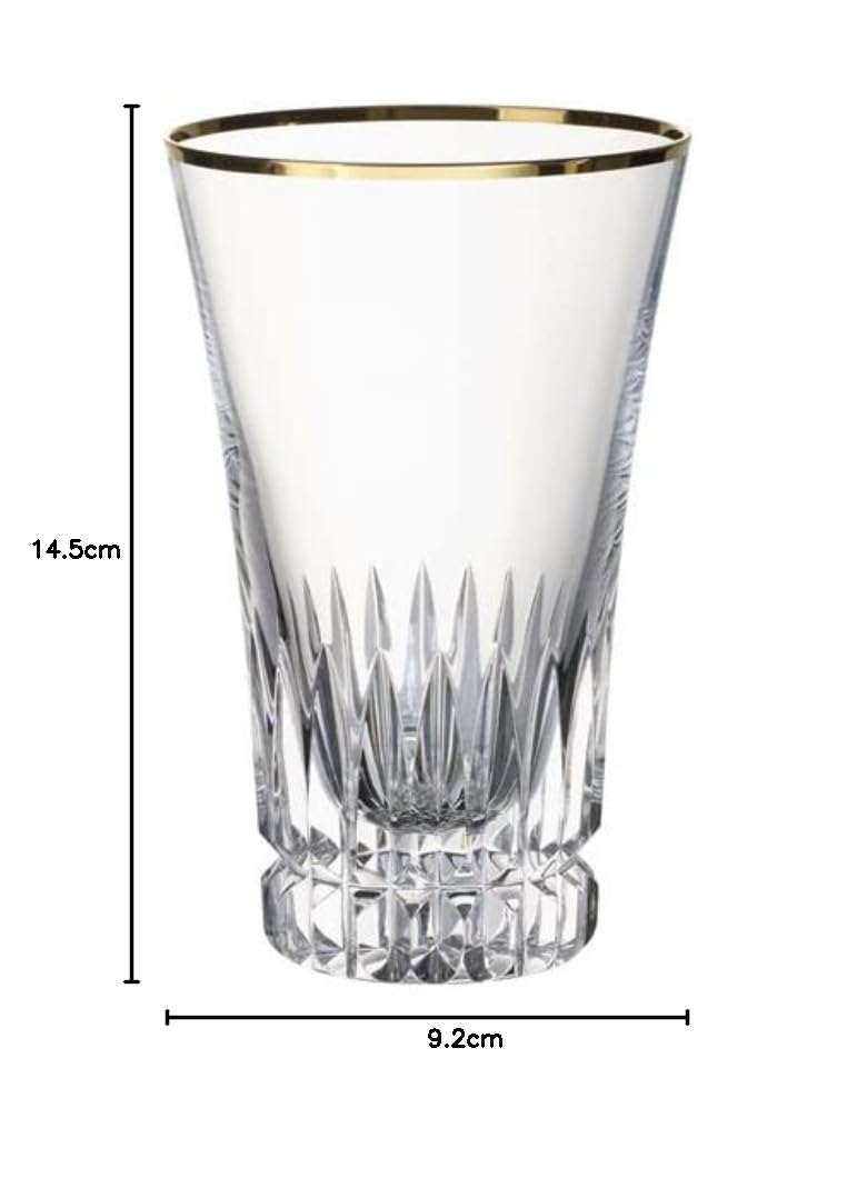 Villeroy & Boch - Grand Royal Gold zestaw szklanek do long drinków ze złotą obwódką, szklanki do koktajli i long drinków, 300 ml, szkło kryształowe, bezbarwne