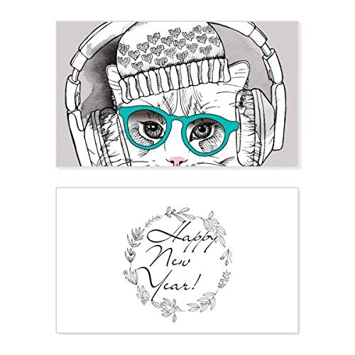 Gorro de lana con diseño de gato blanco invernal para Año Nuevo