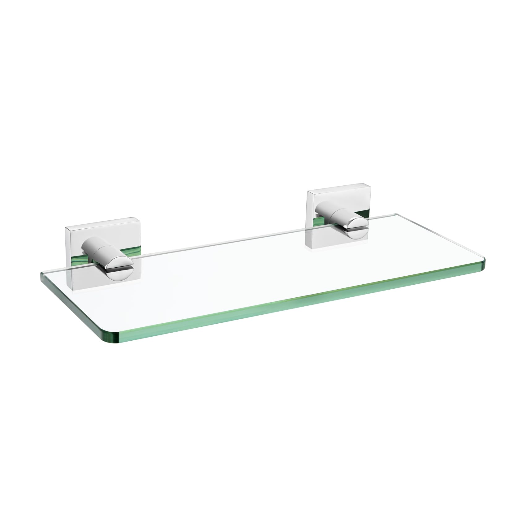 KOKOSIRI Bathroom Shelves Wall Mount 12-Inch Floating Tempered Glass Shelf Hanging Rack for Storage Home Decor, Polished Stainless Steel B1107CH-L12