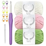 Le fil à couverture épais, disponible en une combinaison de 50 g de trois couleurs, ainsi que les accessoires de crochet comme le crochet de 5 mm et les marqueurs, est conçu pour ceux qui aiment crocheter des couvertures épaisses et douillettes. Il est également adapté pour les débutants dans le monde du crochet.