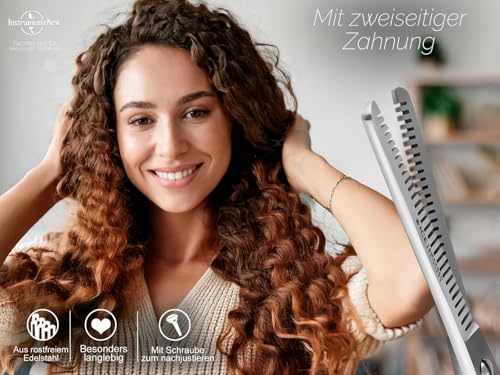 Foto von PREMIUM Effilierschere Haarschere mit Etui - Friseurschere zum ausdünnen der Haare - Ausdünnschere für jedes Haar 2-Seitig gezahnt aus Edelstahl 6 Zoll Silber