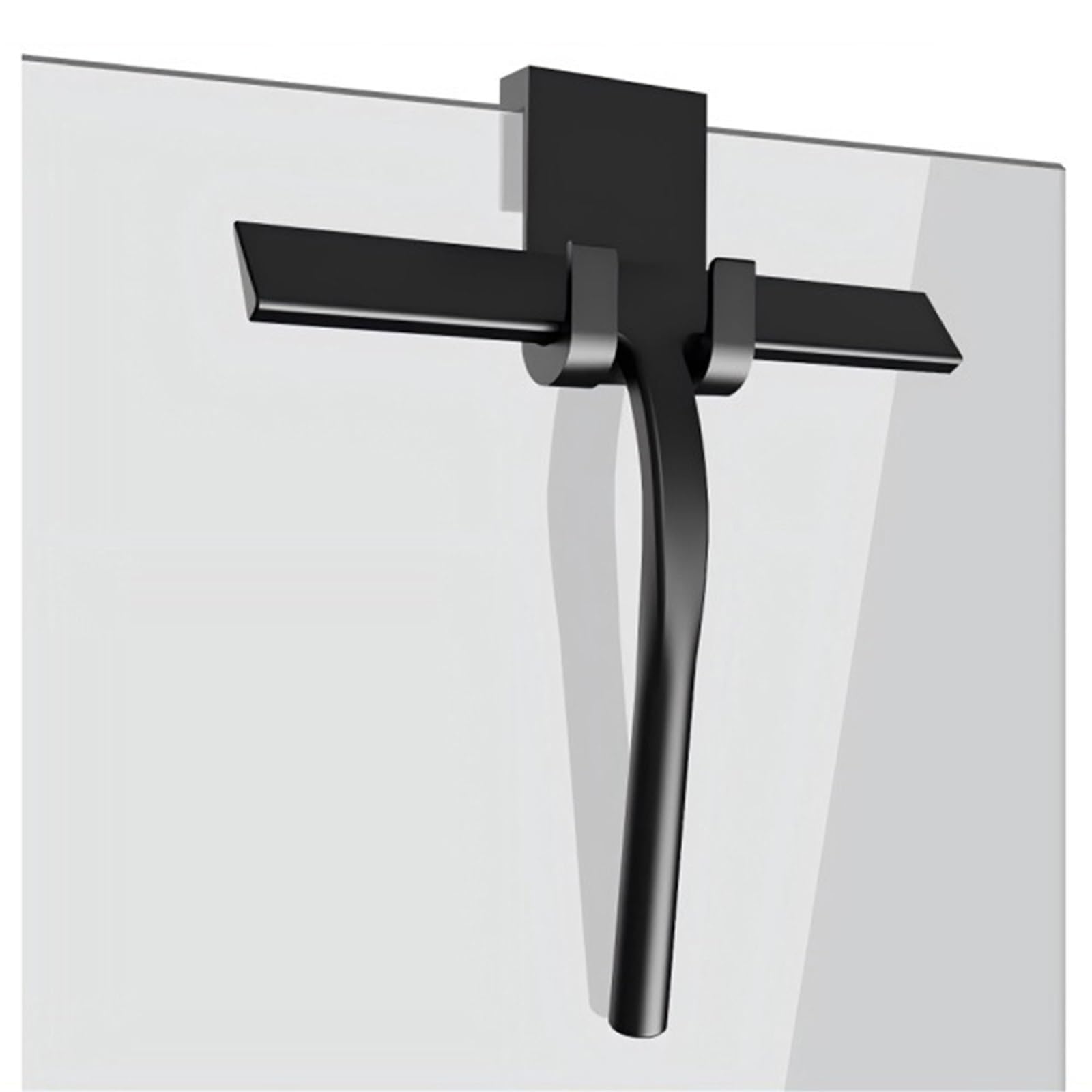 Limpiacristales Ducha Escobilla de Goma for Ducha baño, limpiaparabrisas Vidrio, Espejo Ventana, raspador Silicona con Soporte, Herramienta Limpieza(Black)