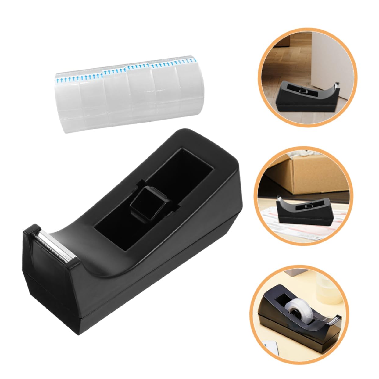 Distributore di Nastro Adesivo da Scrivania Nero Compatto Abs | Set 1 Pezzo, Design Estetico e Multifunzione, per Scuola e Laboratorio