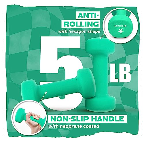 Yes4All-5-lbs-Dumbbells-Neoprene-with-Non-Slip-Grip--Great-for-Total-Body-Workout--Total-Weight-10-lbs-Set-of-2