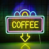 【Materiali di sicurezza ambientale】: la dimensione del cartello del caffè è 15,4 ''* 12,8 '', realizzata con un'eccellente piastra posteriore in plastica acrilica trasparente e un tubo LED in silicone colorato, più luminoso e più bello dei tradizionali fasci di lampade a LED. Rendi il tuo bar o negozio di caffè molto più attraente!