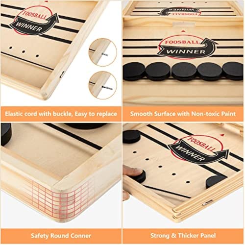 Auterco Large Size Fast Sling Puck Game Wooden Hockey Game, 22 Inch Slingshots Board Game, Foosball Winner Board Game For Kids Adults & Family Parent-Child Interactive Party Toy #TOP7