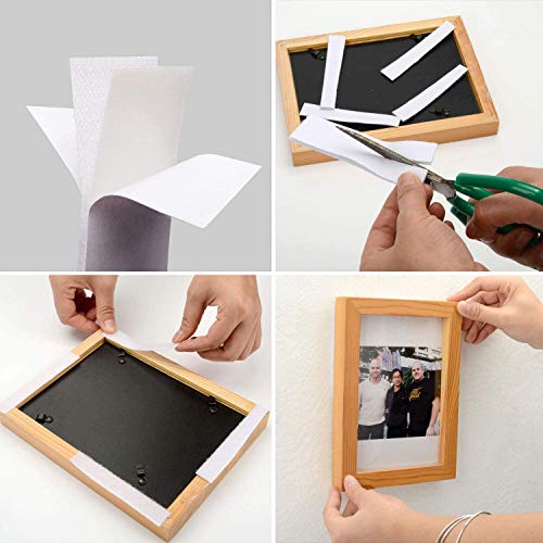 Braveshine Self Adhesive Hook Loop Tape - Industrial Strength Picture Hanging Strips - Instead Of Nails And Screws - Double Sided Sticky Mounting Fasteners For Home Or Office Use - White, 1.2X4 Inch #TOP4