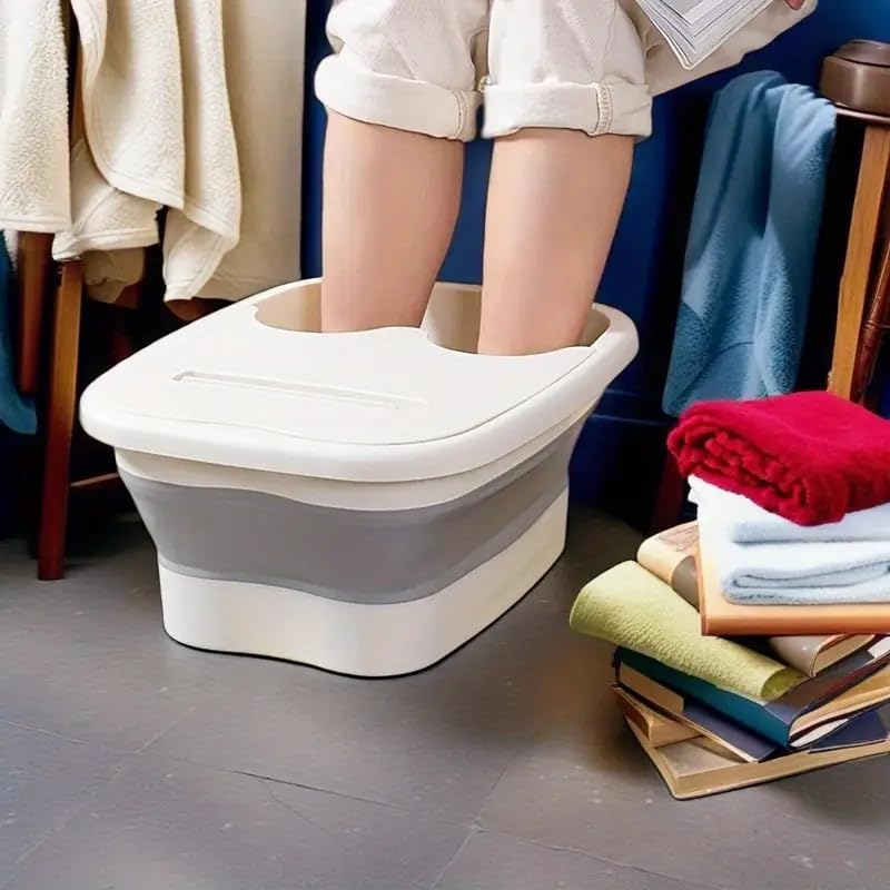 Collapsible Bath Soak Tub with Handle,Sturdy Durable Plastic Foot Bucket, Foot Soaking Bath Basin for Getting The Dead/Old Skin Off Your Feet, Portable Foot Tub-image-23
