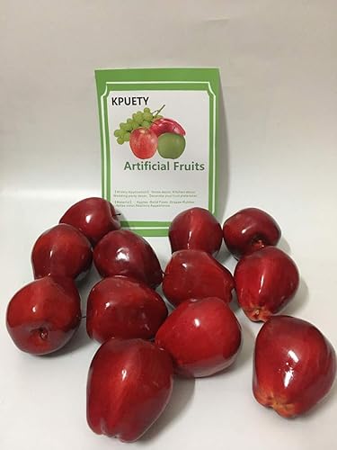 Miniatura 6 de 12 frutas artificiales de simulación de frutas artificiales para el hogar, cocina, fiesta, fotografía, decoración de boda (12 manzanas rojas oscuras)