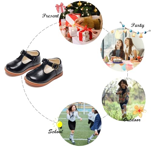 Image of Felix & Flora Toddler Girl Mary Jane Dress Shoes - School Oxford Flats for Girl Party Shoes.