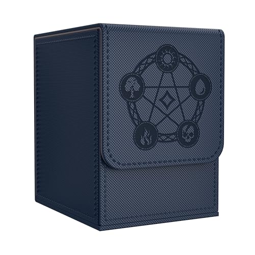 Boîte deck Zettokete cuir magnétique MTG, capacité 100+ cartes, Blue
