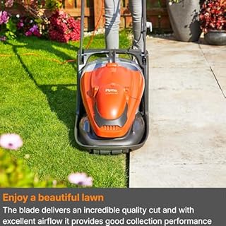 Flymo EasiGlide 300 Hover Collect Lawn Mower - 1700W/1900W Motor, 30cm Cutting Width, 20 Litre Grass Box, Folds Flat, 10m Cable Length, Orange and Grey