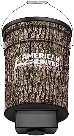 American Hunter 50 LB Hanging Feeder | Hunting Durable Lightweight Camo Metal Game Feeder with Automatic Delivery System | with E-Kit Photocell Kit