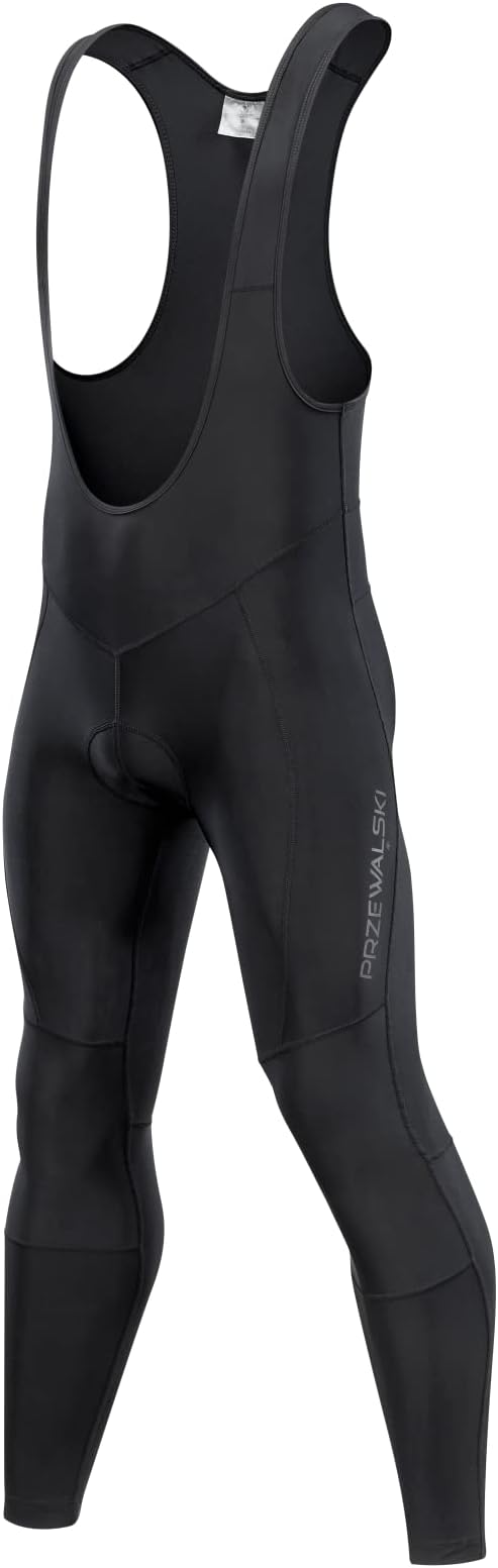 Przewalski Men's Cycling Bib Pants 4D Padded Bike Fleece Lined Thermal Biking Tights Leggings Riding Bicycle Pants