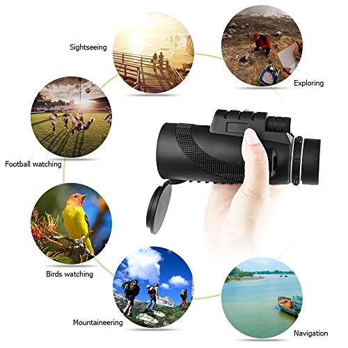 DECDEAL Telescópio monocular de alta potência 10X40 para observação de pássaros com adaptador de sma