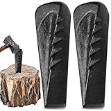 Otoolling 2 Stück 2,3 kg gedrehter Holzspalter, spiralförmige Holzspaltkeile für Brennholz, geschmiedetes Stahlwerkzeug für einfaches Holzspalten, geschärfte Kante für Holzscheiten, Hacken im Freien