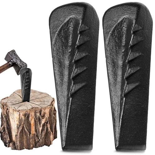 Otoolling 2 Pcs 5 Lbs Twisted Log Splitter Wedge Helicoidal Wood Splitting Wedges for Firewood Forged Steel Tool for Easy Wood Splitting Sharpened Edge for Outdoor Logging Chopping