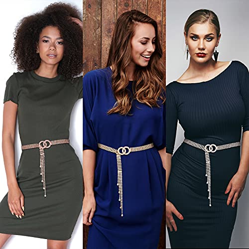 Crystal Waist Belt for Women Rhinestone Chain Belt O-Ring Waistband Belt for Dress3
