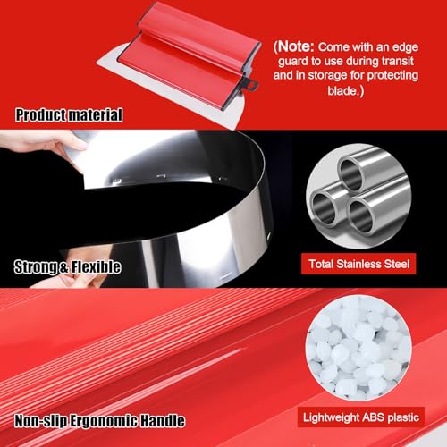GAESHOW 25 cm + 60 cm Acier Inoxydable Couteau a Enduire, Spatule Enduit Set, Lame D'écrémage, pour Construction de Cloisons Sèches et Décoration Murale – vue 5