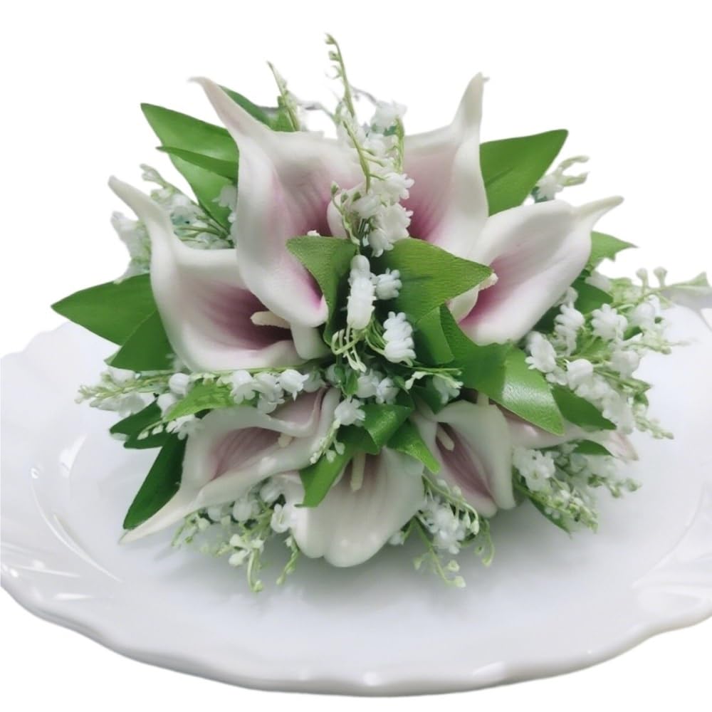 Huffa Lightpurple Artificial Orchid And Lily Of The Valley Bouquet For Wedding Decoration - Bridesmaid Floral Arrangement(Lightpurple)