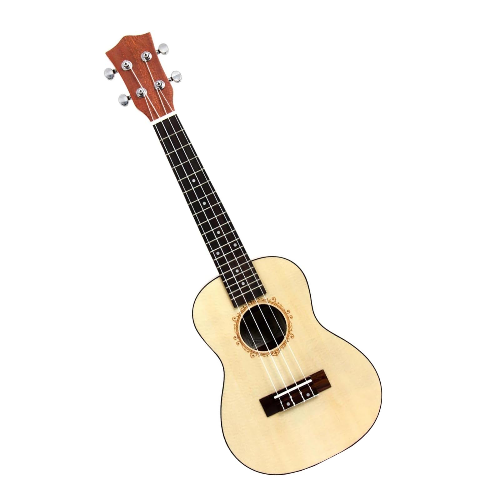 23-Zoll-Konzert-Ukulele, Massive Fichten-Ukelele-Gitarre Mit Ukelele-Gurt, Stimmgerät, Saite Und Tasche Ukulele für Anfänger