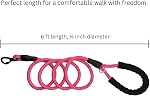 6FT Strong Heavy Duty Dog Leash with Padded Handle, Highly Reflective Nylon Threads and Carabiner Hook for Small, Medium & Large Dogs - 6 ft Long 1/2 inch Diameter (Pink)
