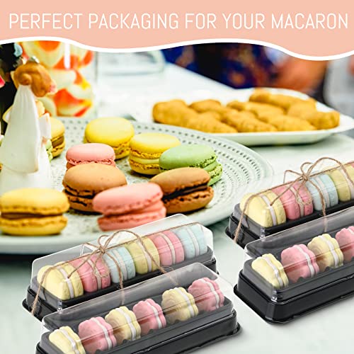 Macaron Boxes With Clear Lids Bulk Macaroon Container Macaroon Packaging Boxes With 6 Grid Christmas Party Favors Macaron Gift Box For Baby Shower Wedding Bakery, 7.6 X 2.8 X 1.9 Inches (100 Pcs) #TOP2