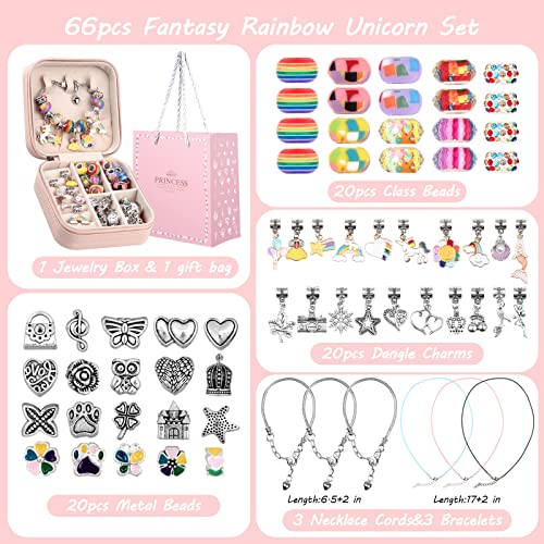 Ufu Charm Bracelet Making Kit Girls Beads For Jewelry Making Kit, Unicorns Arts Crafts Gifts Set For Teen Girls Age 5 6 7 8-12, With A Portable Bracelet Organizer Box #TOP3
