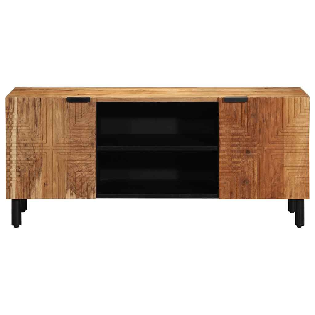 Mobile TV da 105 x 33 x 46 cm, in legno massiccio di acacia | Ampio spazio per riporre oggetti, gambe rialzate, stabile e resistente, per soggiorno o camera da letto
