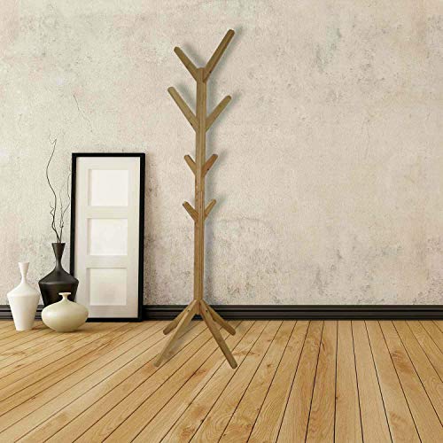 Replood Porte-manteau sur pied en bois de bambou 8 crochets 60 x 60 x 167 cm