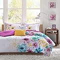 Intelligent Design Comforter Set Vibrant Floral Design, Teen Bedding for Girls Bedroom, Mathcing Sham, Decorative Pillow, Olivia Blue, King/Cal King, 5 Piece