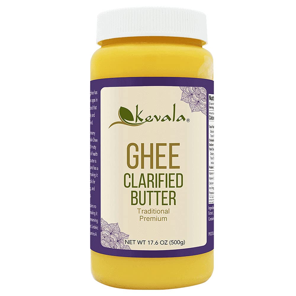 Ghee Clarified Butter - Made with Grass Fed Cow's Milk, Casein-Free and Lactose-Free Substitute to Regular Butter, Perfect for Bulletproof Coffee, Great for Keto and Low-Carb Diets, 17.6 oz