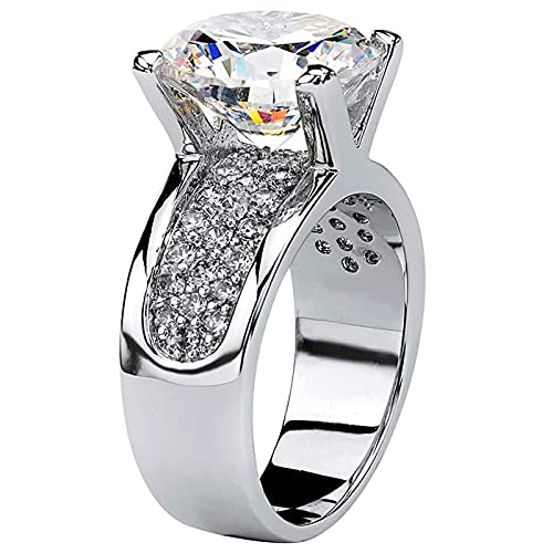 925 Sterling Silver Shiny Gem Ring Cubic Zirconia Rings CZ Diamond Multi Row Ring Eternity Engagement Wedding Band Ring for Women (US Code 9)2