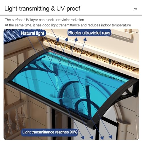 Auvent extérieur 60 x 100 cm résistant aux intempéries avec support en acier