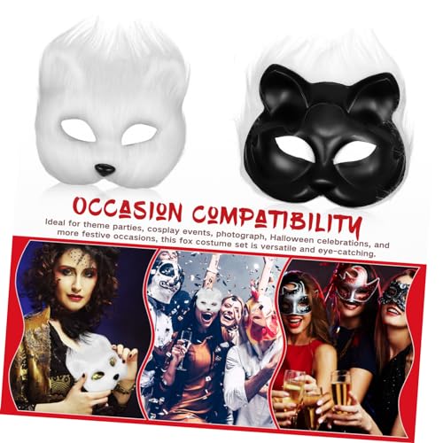 Masque de renard avec queue fluffy en kit de 3 ensembles pour déguisement d'Halloween durable - 4
