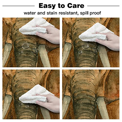 Round Tablecloth,Farm Tropical Elephant Sunflowers Waterproof Table Cloth For Round Table,Oil-Proof Washable Table Cover For Dining Kitchen,Party Watercolor Flower Vintage Newspapers Tablecloths 60In #TOP5