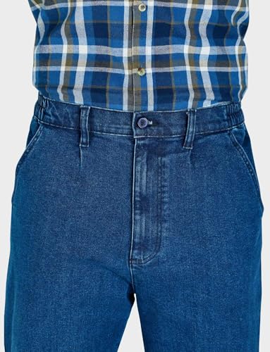 Chums Men's HIGH-Rise Denim Straight Leg Jeans - Elasticated Stretchy Cotton Blue4