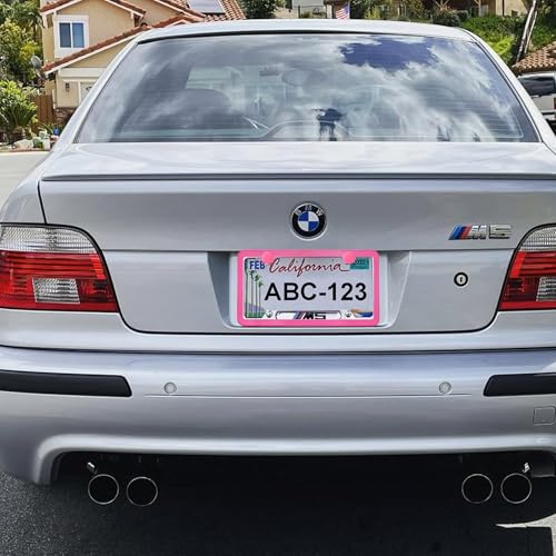 Image of Pink License Plate Frame 2 Packs Aluminum Metal License Plate Holder for Car Universal Fit for Women