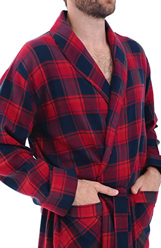 Alexander Del Rossa Men's Lightweight Flannel Robe, Soft Cotton3